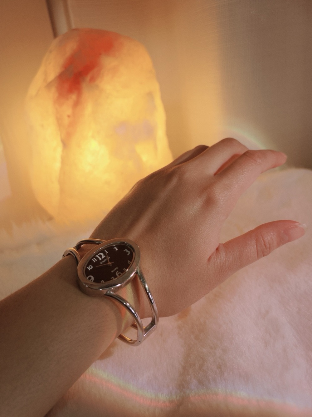 Vintage Y2K Silver Oval Cuff Watch • 90s/2000s Futuristic Bangle Bracelet